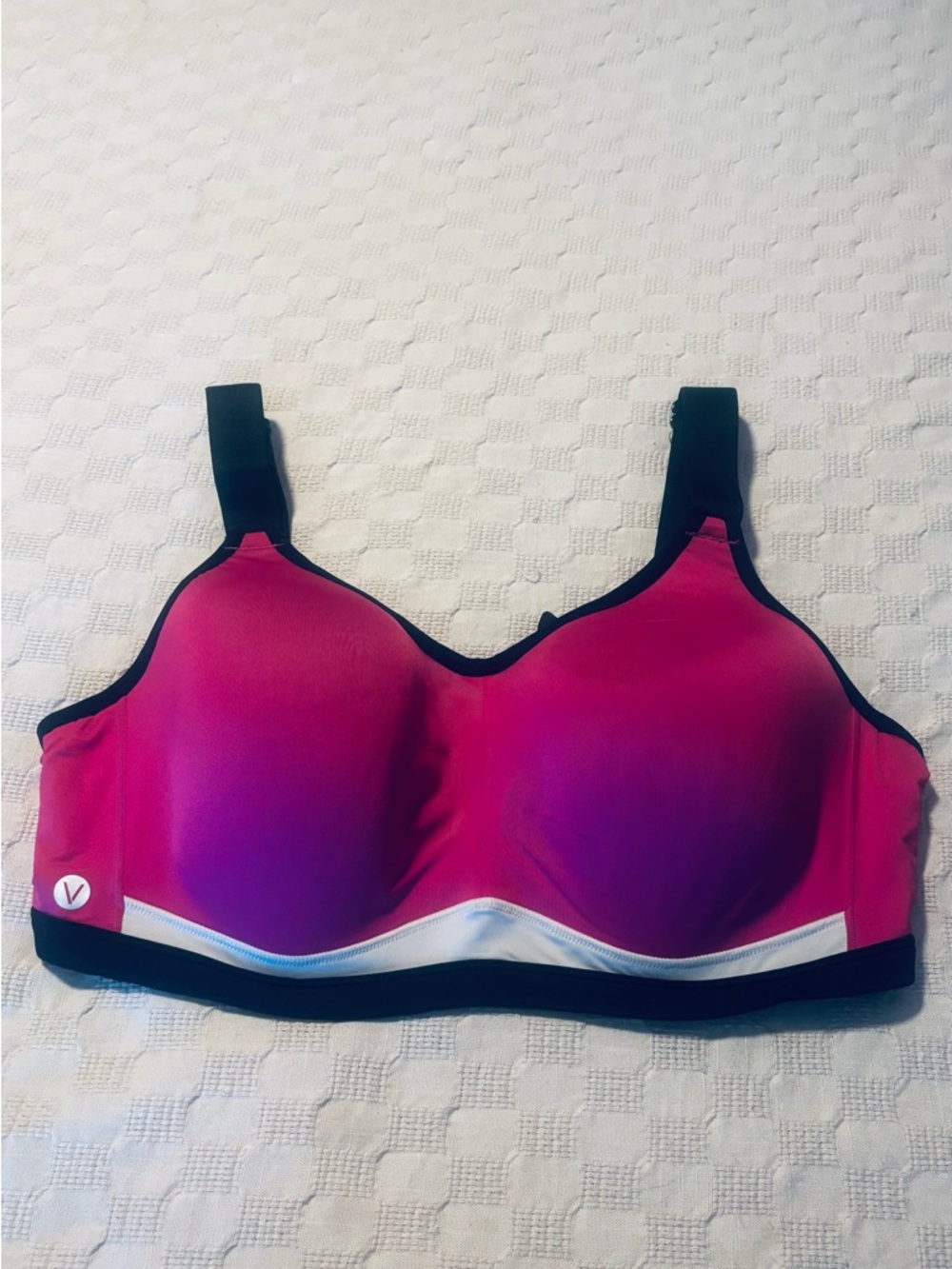 Cacique Pink to Purple Ombré High-Support Sports Bra with Black Trim